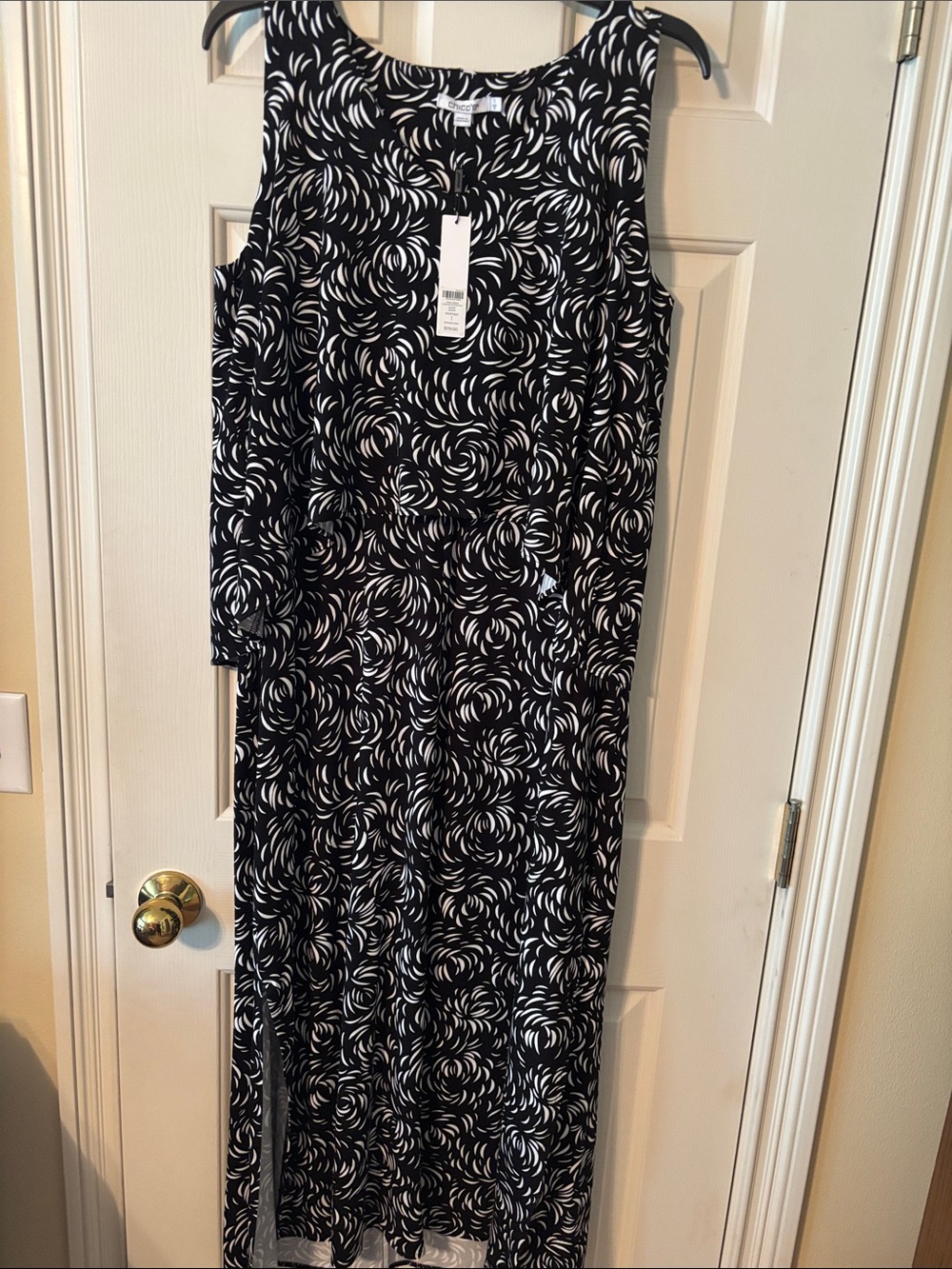 Chico's Black and White Swirl Maxi Dress